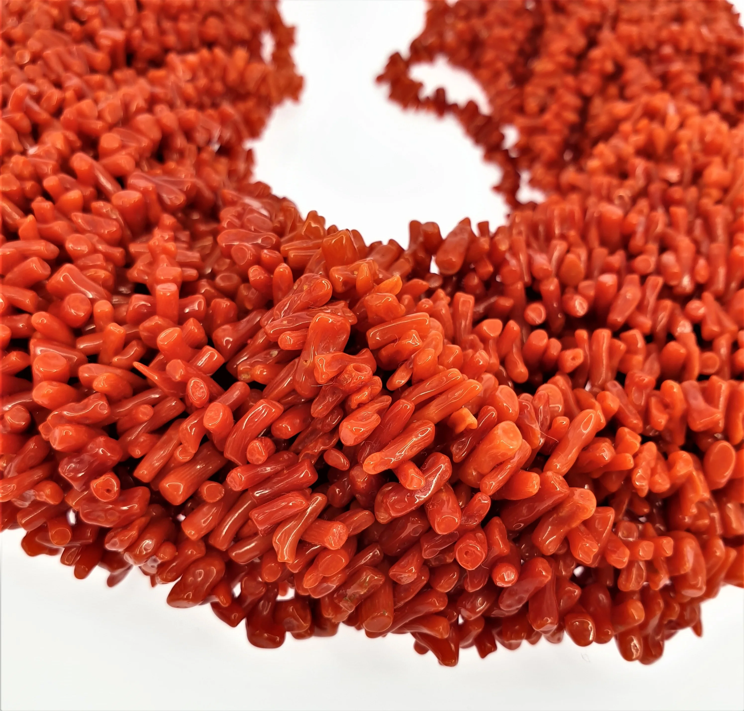 Ожерелье из итальянского коралла длиной 18 дюймов, маленькая грубая ветка, красные ювелирные изделия, маленькие пряди CUPULINI, FULVIO DI GENNARO SRL