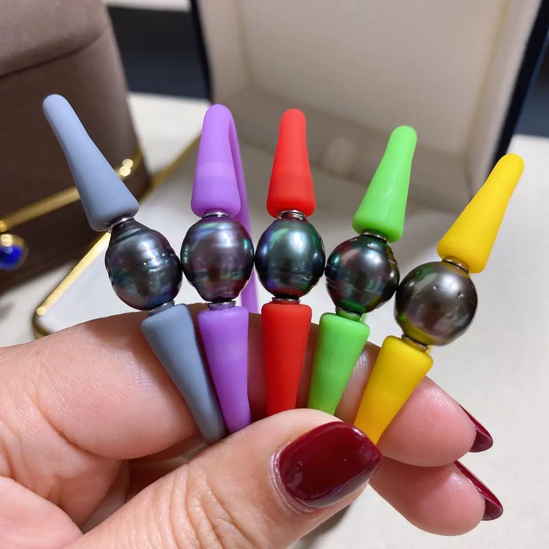 Silicone Tahiti Pearl Bangle Colorful Waterproof Bracelet 14.5-20cm Length