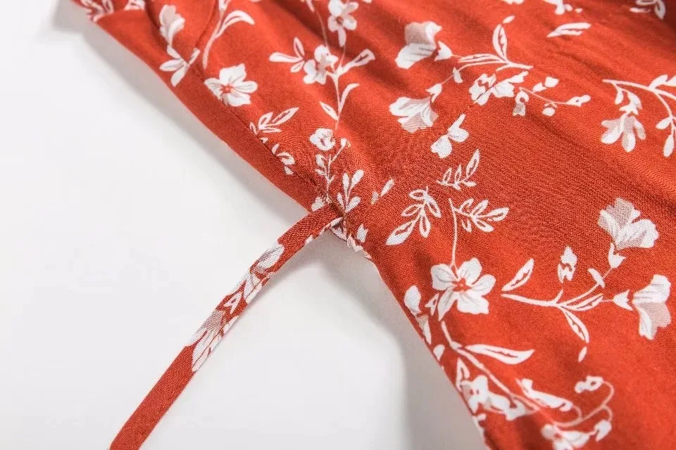 Bohemia Beach Dress V-Neck Floral Print Dress Sweet Ruffle Short dress