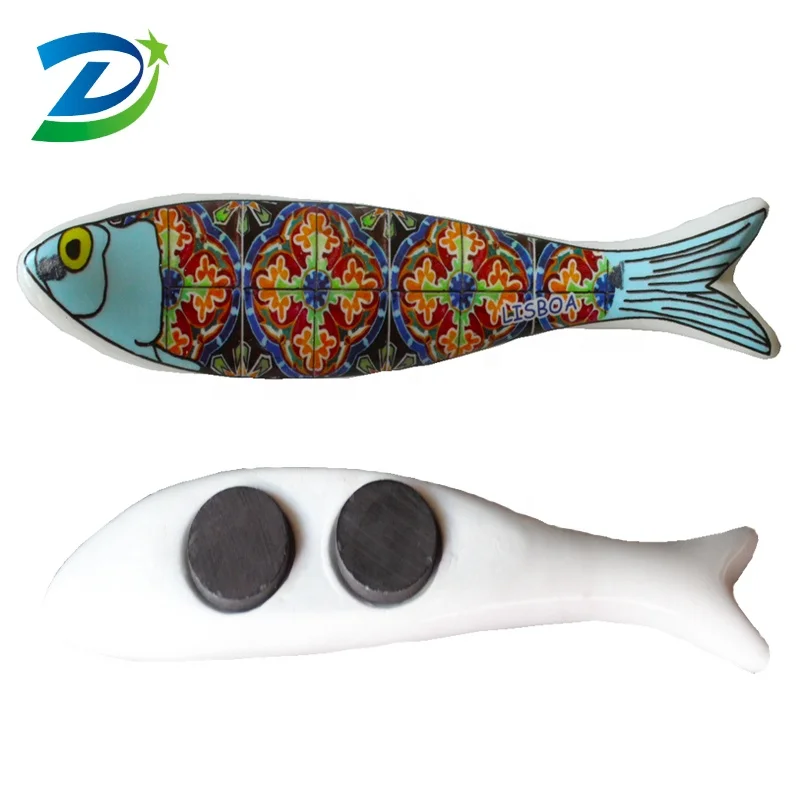 Portugal souvenirs customized ceramic fish fridge magnet for souvenir gifts
