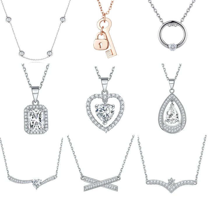 Custom Heart Necklace Rose Gold Plated Non Fade 925 Sterling Silver Necklace Women Trendy Jewelry Necklaces