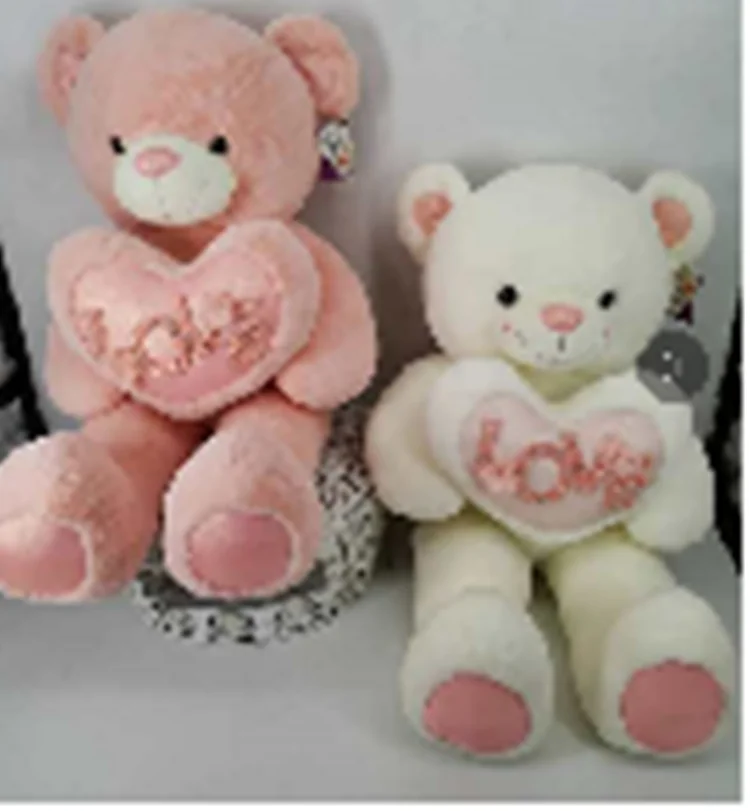 High quality stuffed animal pp cotton pink white gift giant love heart teddy bear plush doll