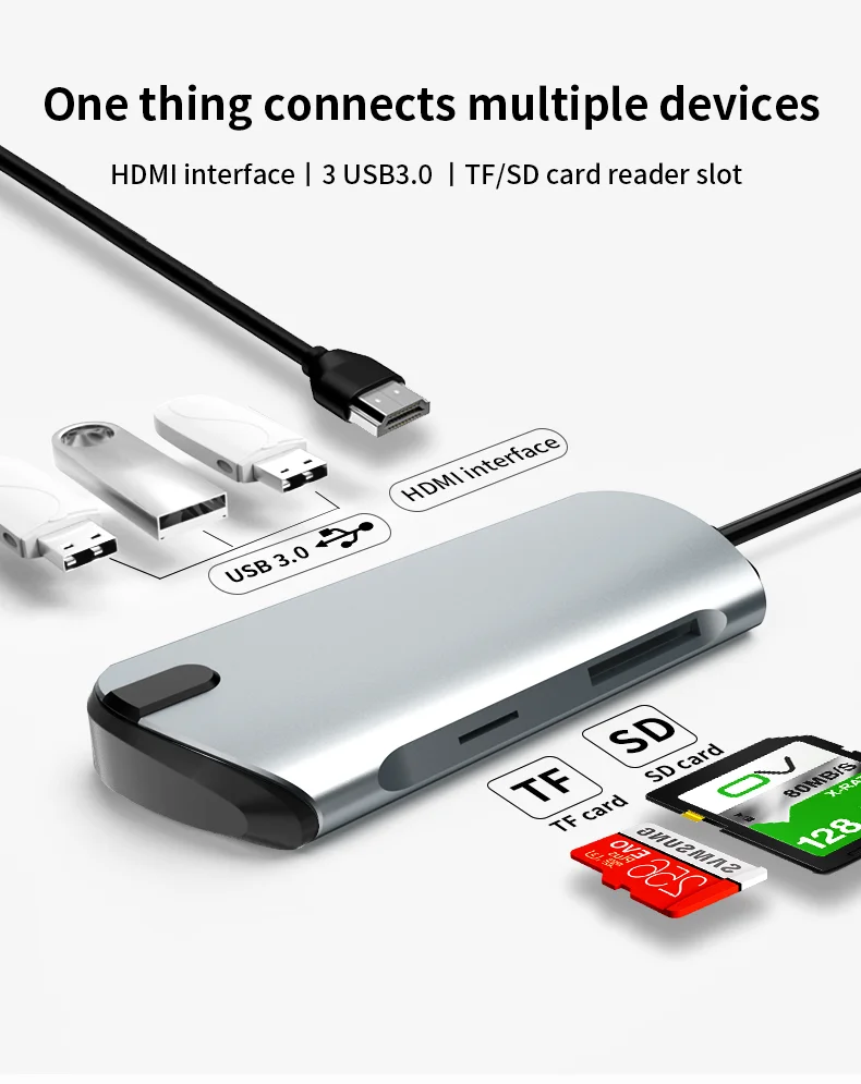 usb c hub multiport adapter- 6 in 1 docking station type c adapter charger usb switch power adapter 6 in 1 type c hub