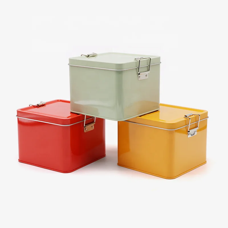 Custom Logo Rectangle Tea Candy Storage Tin Box Wholesale For Food Gift Packaging Metal Storage Cans