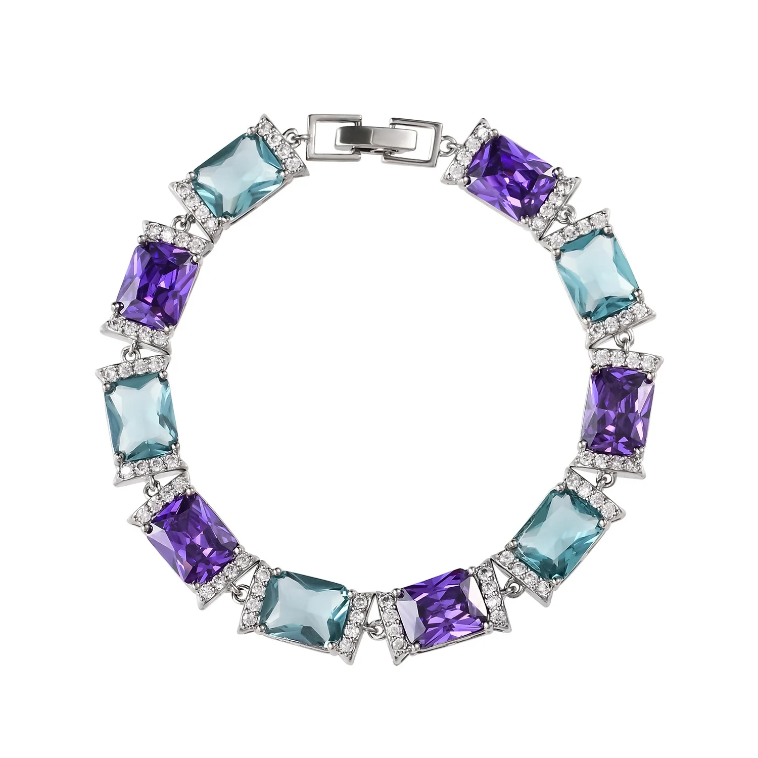 Wholesale Custom CZ Zircon Cubic Zirconia Brass Pulseira Brazalete Bracciali Fashion Jewelry Bracelet for Women Lady