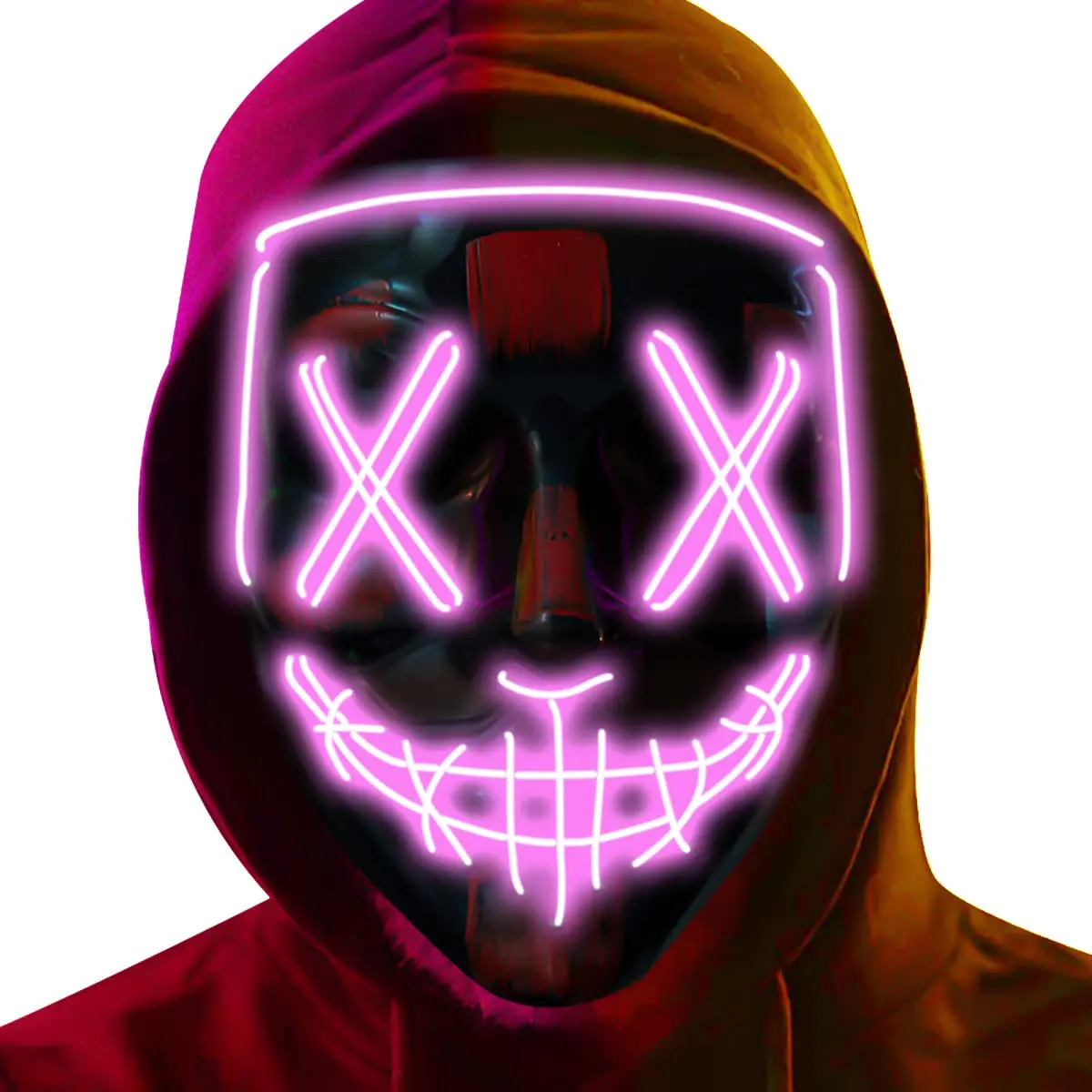 Halloween Novelty many color Mask Scary LED Light Up Mask Costume Masquerade Party Carnival Hacker Mask lights for Adults & Kids