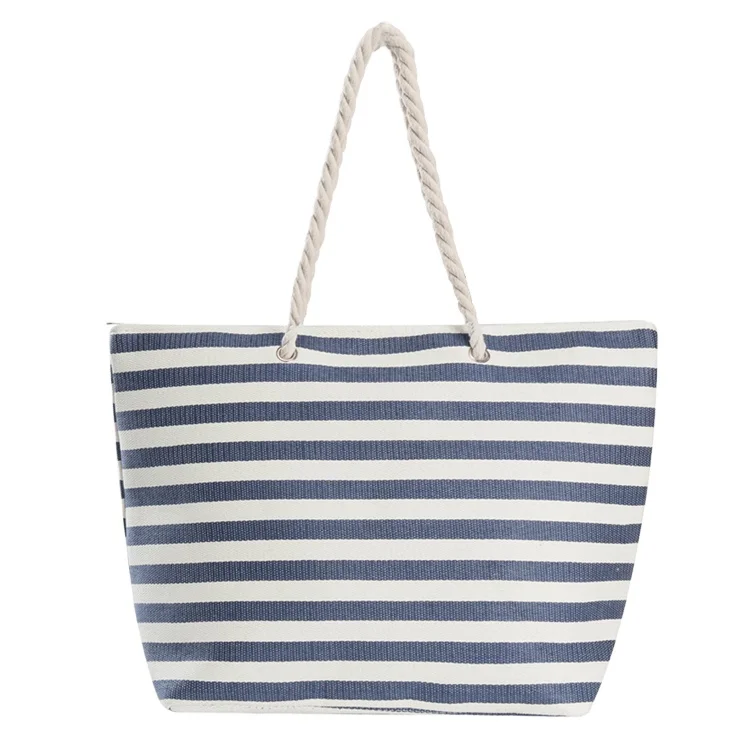 JAKIJAYI Summer Wholesale Beach Bags Striped Canvas Tote Bags Beach Bag 2022