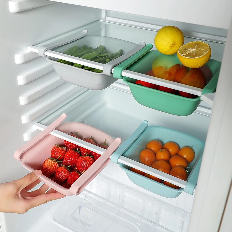Refrigerator Organizer Drawer Basket Storage Refrigerator Pull out Drawers Fresh Spacer Layer Storage Basket