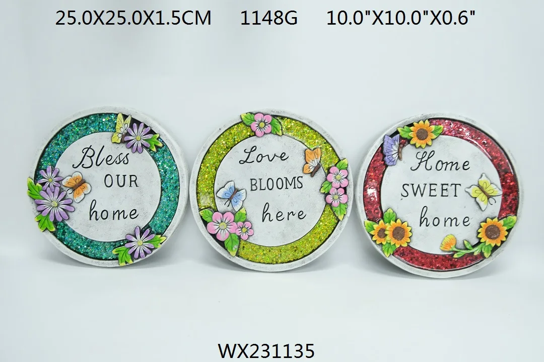 Round Shape moth orchids Outdoor Garden Decorative Resin Garden Stepping Stone