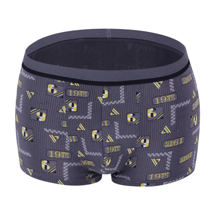 
China Underwear Wholesale Cotton Spandex Elastic Waistband Printed Men Boxer Shorts Panties 