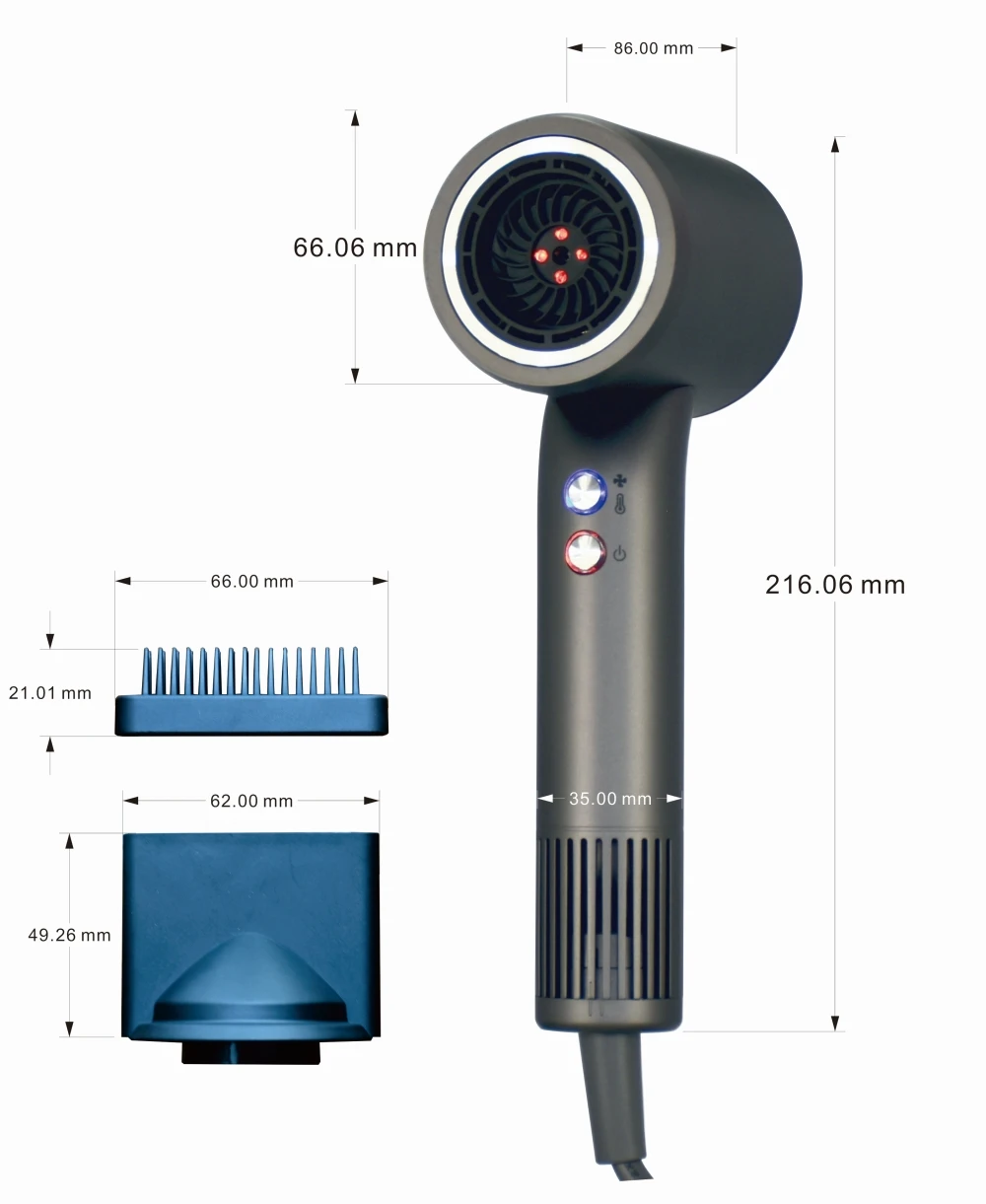 Custom Logo Low Noise 110 000 Rpm Brushless Motor Hair Dryers 200 Million Negative Ions Dryer With Infrared