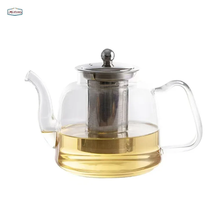 Wholesale Customized Glass Teapot with Removable Infuser Stovetop Safe Tea Kettle Blooming and Loose Leaf Tea Maker