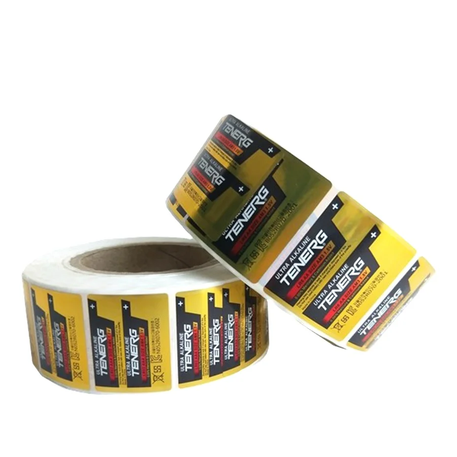 Custom battery sticker labels PET shrink film battery packaging labels pet sticker