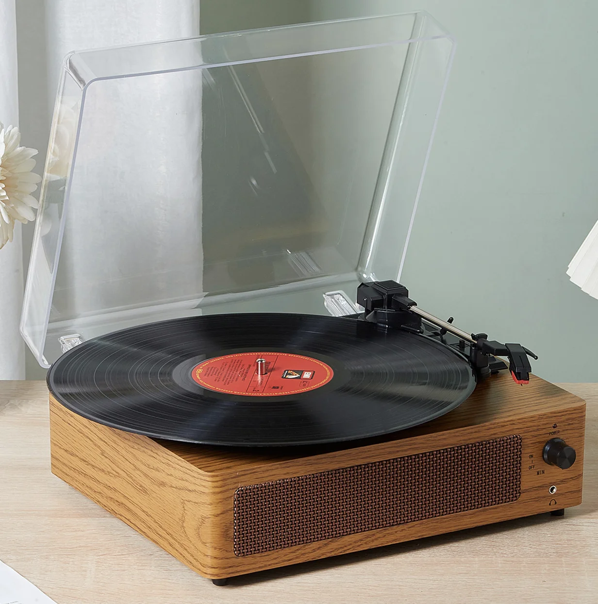 In stock Factory Wholesale Popular Turntable Record Player Speaker Electronic Classic Wooden Player Vinyl Record Player