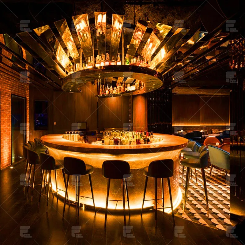 Fancy nightclub counter bar furniture sets lounge furniture for bar night club 3D interior design