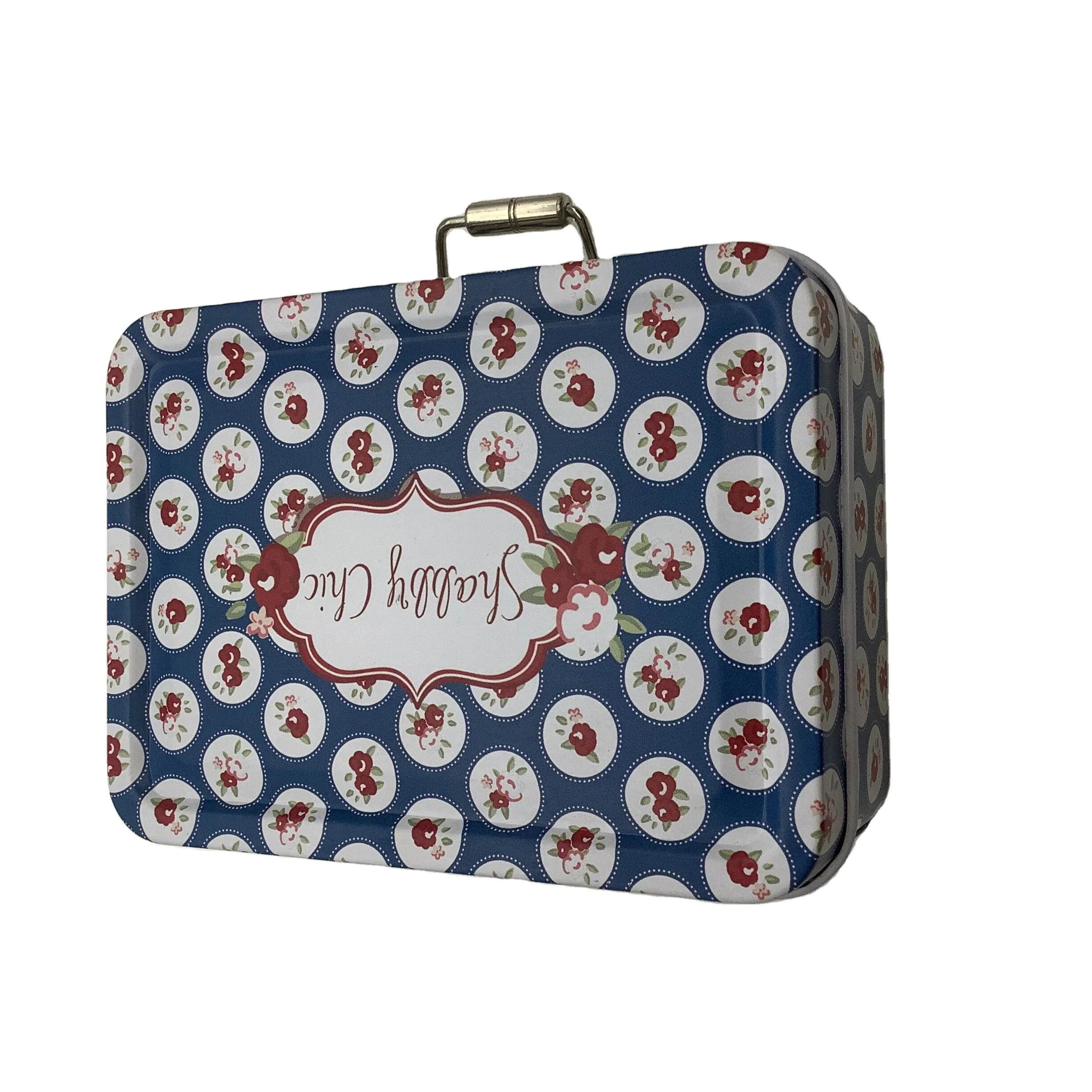 Chic Double Layer Tin Box Rectangular Lock Catch Packing Tin Box Snack