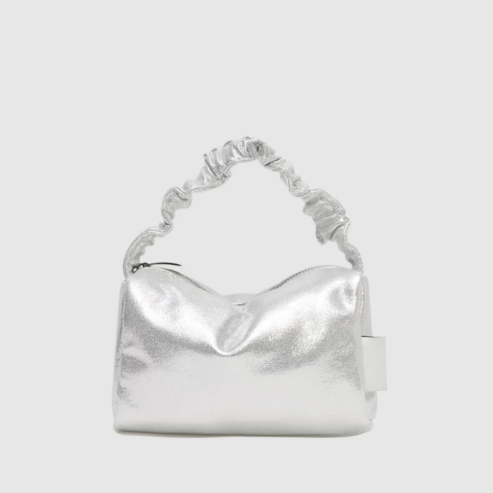 Custom New Design High quality Portable Silver bright leather Handbag Accept Customized size 13*20CM