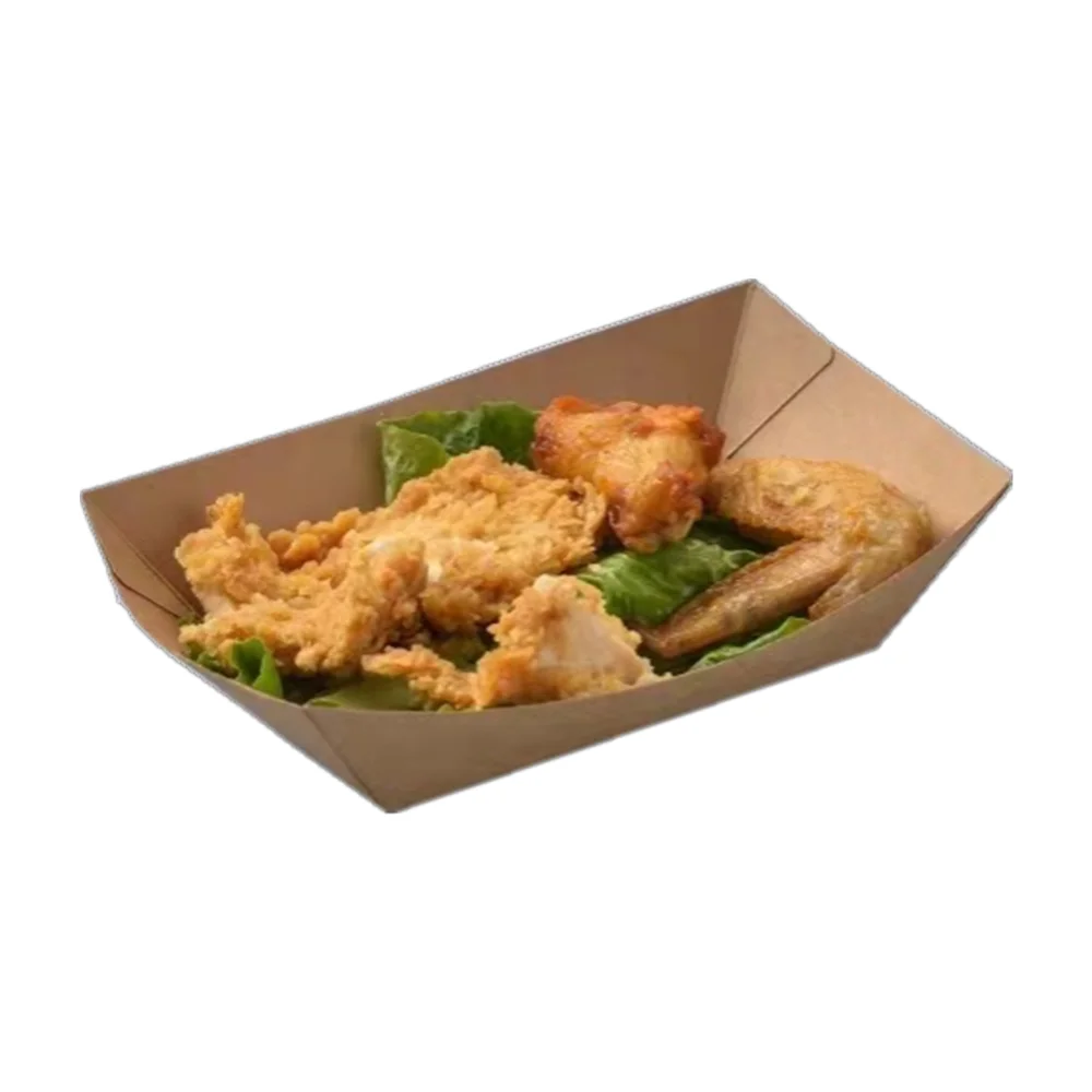 Brown Food Box 500 700 900 1200 1600 2100 Ml, Kraft Paper Sushi Tray, Disposable Meat Snack Hotdog Packaging Oil Proof