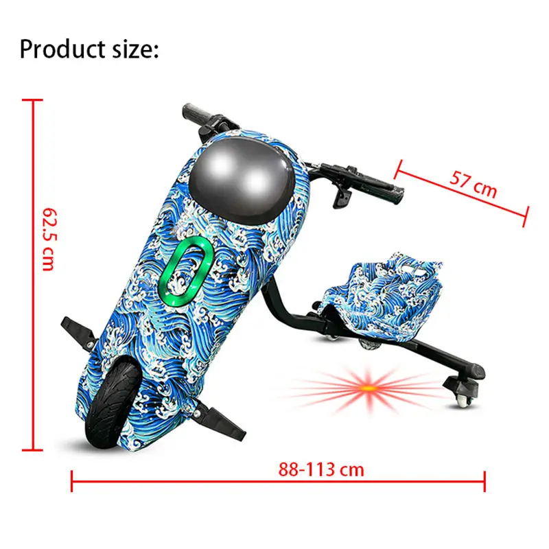 Safe Durable 3 Wheel Electric Smart Drifting Scooter Drift Tricycle Kick Foot Scooter