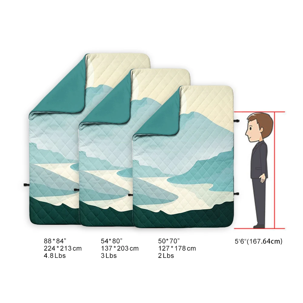 National Landscape Recycled Polyester Foldable Travel Custom Outdoor Quilted Blanket