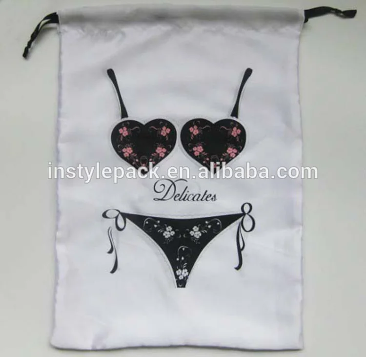 Heat Transfer Beautiful Drawstring Satin Lingerie Bag