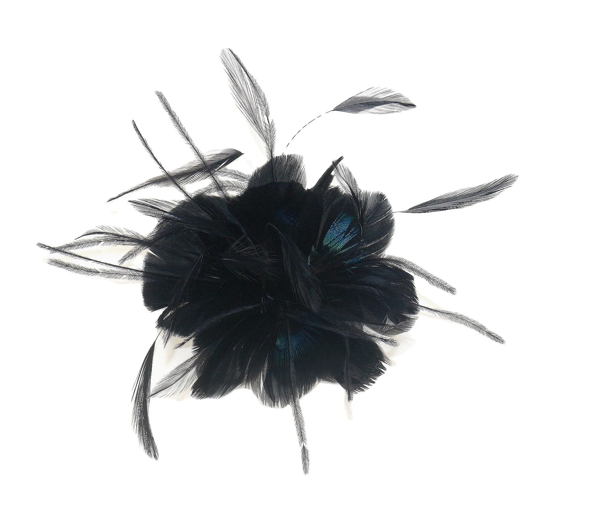 Goose feather and ostrich feather flower mount with wire accessory
