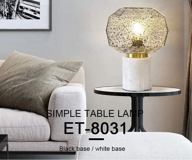 
2020 New designer e27 black white restaurant hotel home bedroom decorative glass marble luxury nordic led table lamp 