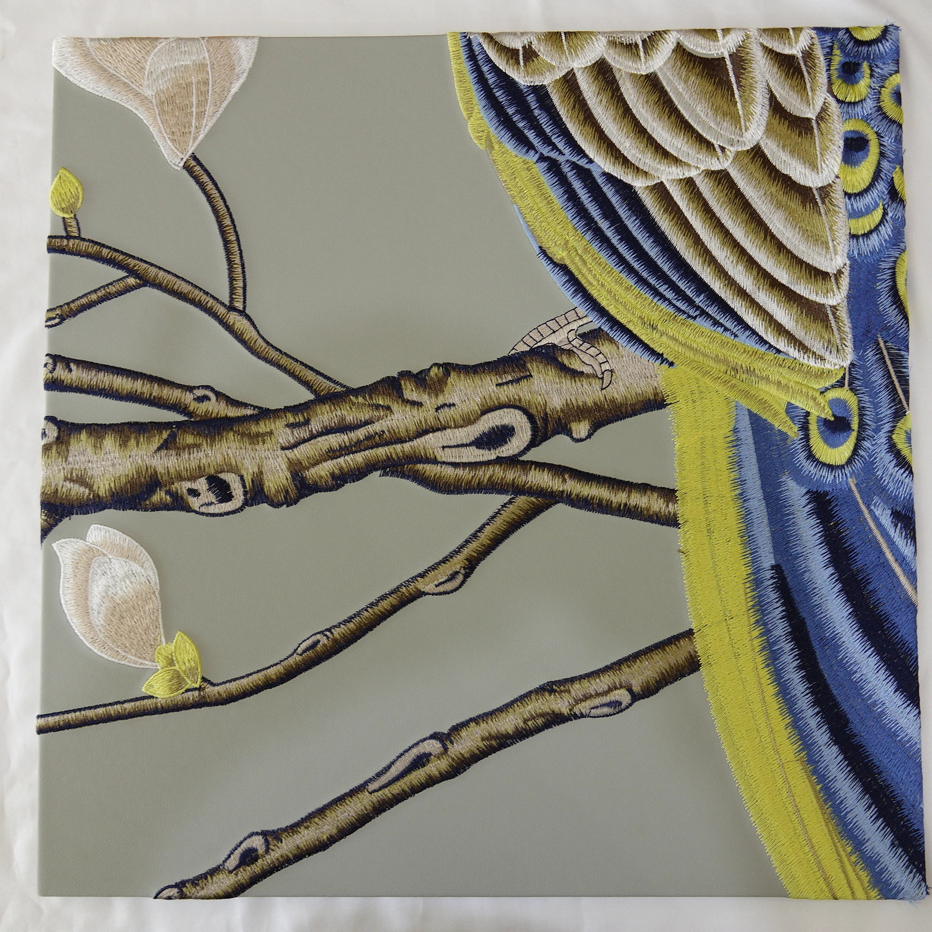 Zhenling leather machine embroidered Upholstered  wall panel for interior house wall decoration