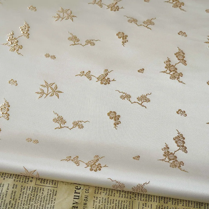 Simple style satin plum blossom cheongsam Hanfu yarn-dyed soft hanging fabric antique fashion