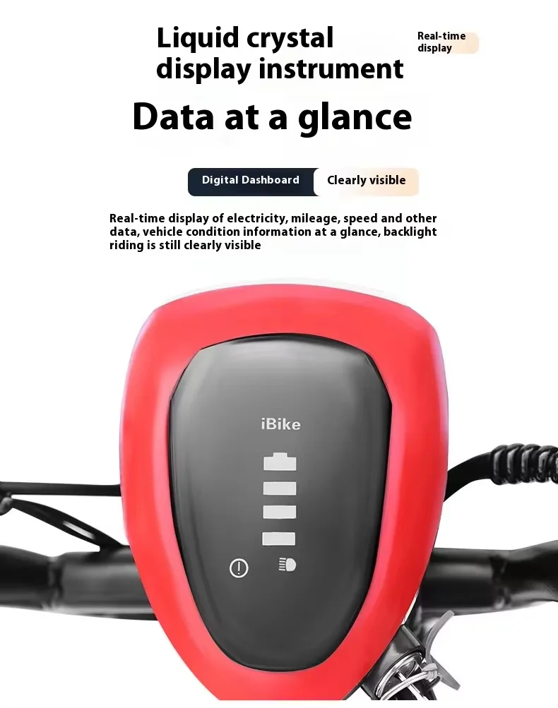 350W 48V Lead Acid Electric Bicycle for Adults New Low-Powered 12Ah Bike Digital Sensor Rear Hub Motor Tube Battery Position