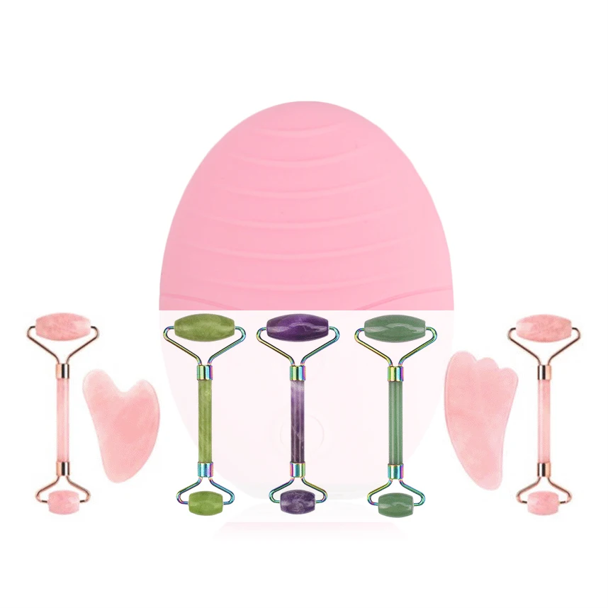 
Hot selling stone gua sha tool set 2 1 vibration in bagi jade roller facial for Global market 