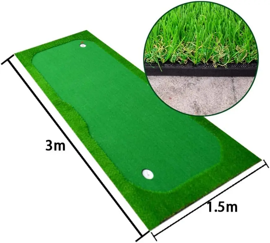 Golf Hitting Mat Golf Mini Artificial Green Putting Exerciser Indoor/Outdoor with Mini 5 Hole Design Simulation Bunker Golf Mat