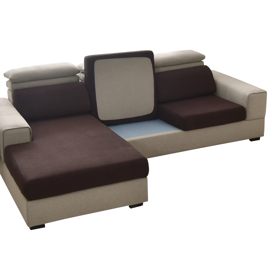 
Custom Corn Kernels Stretch Brown Chenille Sofa Seats Protector, Ready Made Quilted Streachable Spandex Sofa Seats Covers/ 
