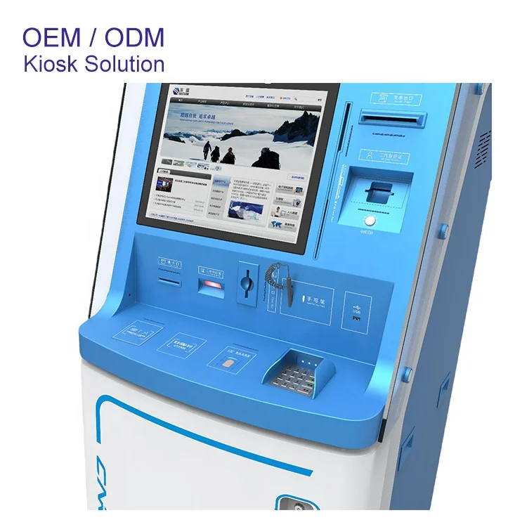 19  inch Bank Card Dispenser Kiosk Embossing Card Flat type surface bank card dispenser