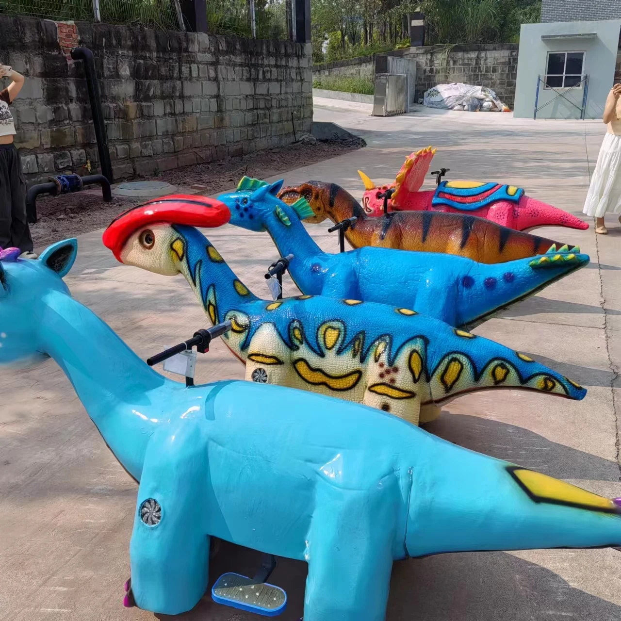 Token Coin Operated Electric Animatronic Walking Dinosaur Cartoon Ride Car