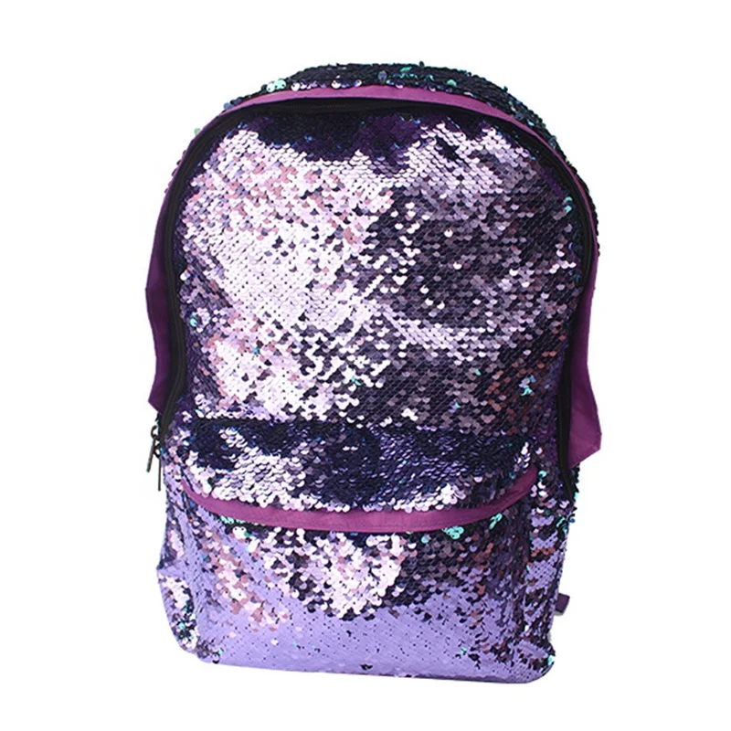 Fashion waterproof girls glitter reversible sequin school backpack magic bookbag
