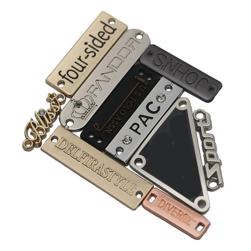FREE SAMPLE Customization High Quality Clothing Hand Sewing Small Metal Labels Zinc Alloy Garment Logo Metallic Labels