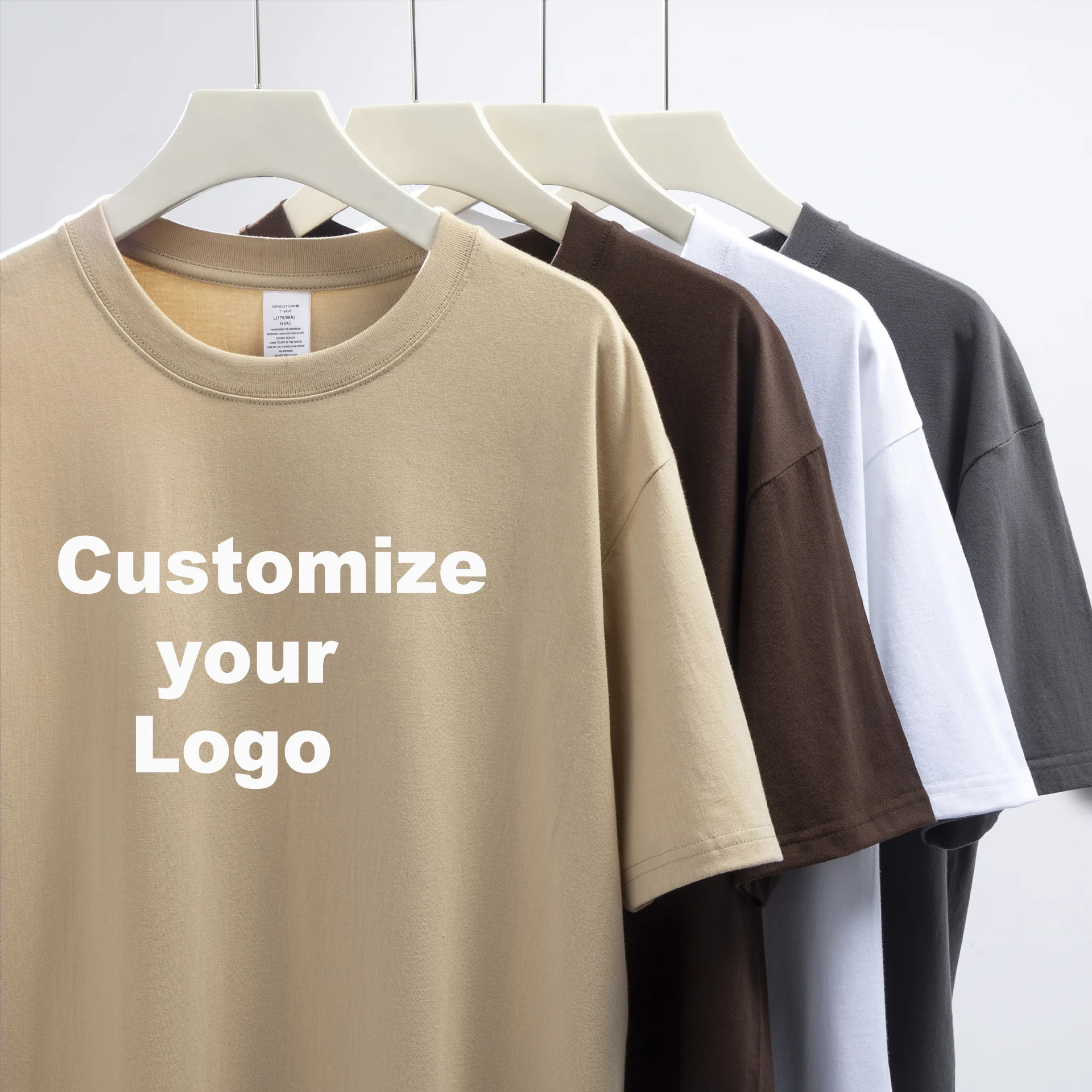 High Quality Custom Logo Screen DTG Printing Blank 100 Cotton 260GSM Drop Shoulder Cropped Length Box Fit men Oversize T Shirt