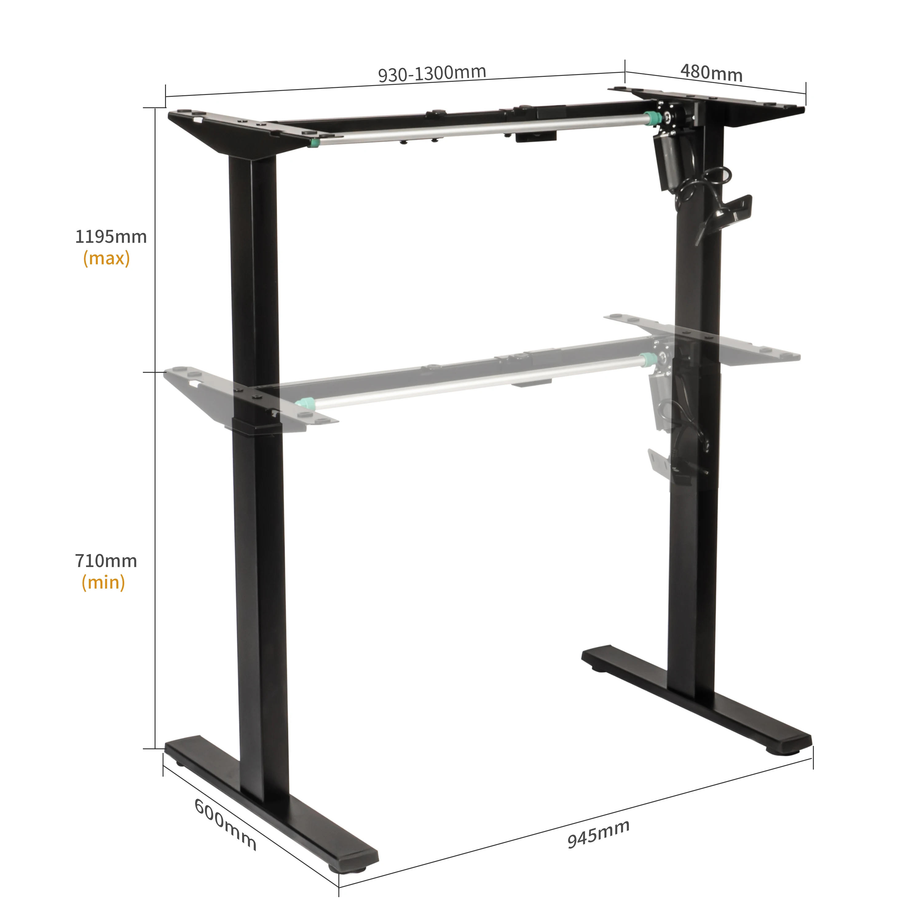 Charmount Ergonomic Dual Motor Height Rising Desk Steel Table Lift Leg for Sit to Stand Desk Stand Up Standing Computer Desk