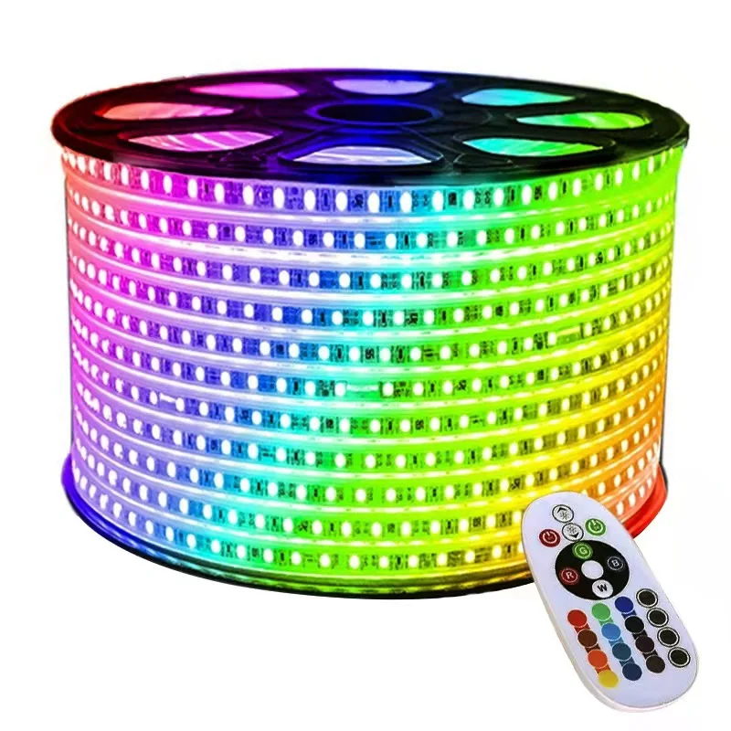 2023 New Best Products IP67 Outdoor Rope Lights 50m High Voltage Flexible LED Strip with 8mm Pcb Width Waterproof RGB Color