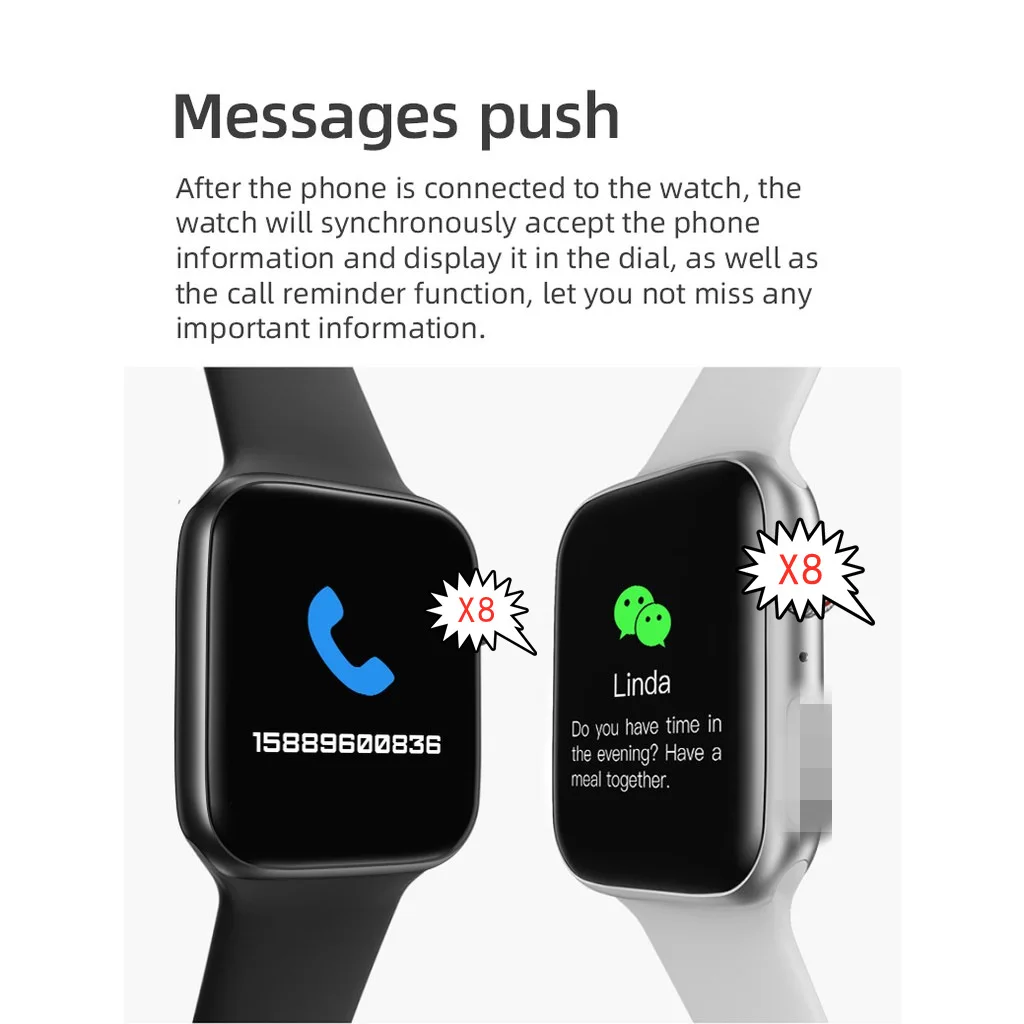 X8 Смарт-часы вызов DIY циферблаты полный сенсорный экран сердечного ритма приборы для измерения артериального давления Спорт фитнес-трекер для IOS Android для мужчин и женщин