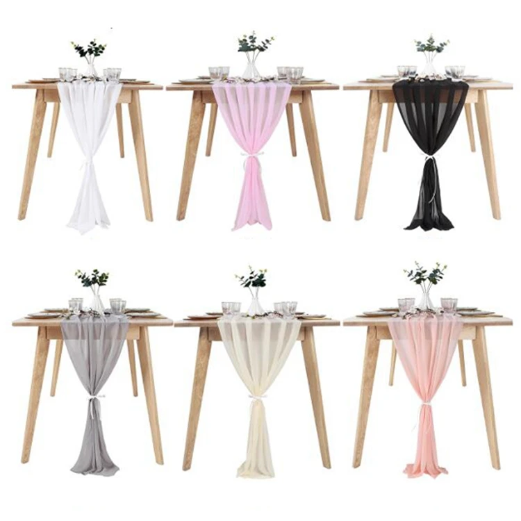 Wedding fabric comfortable white table runner daily home decor chiffon table runner