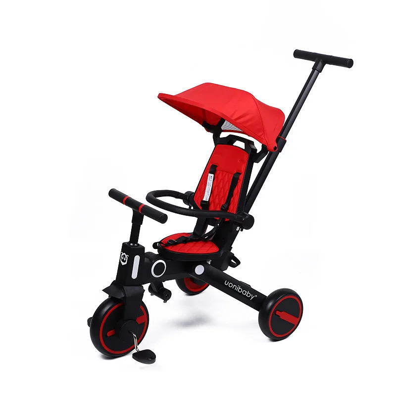 Children trike push handle foldable with 360-degree adjustable High-quality baby tricycle stroller