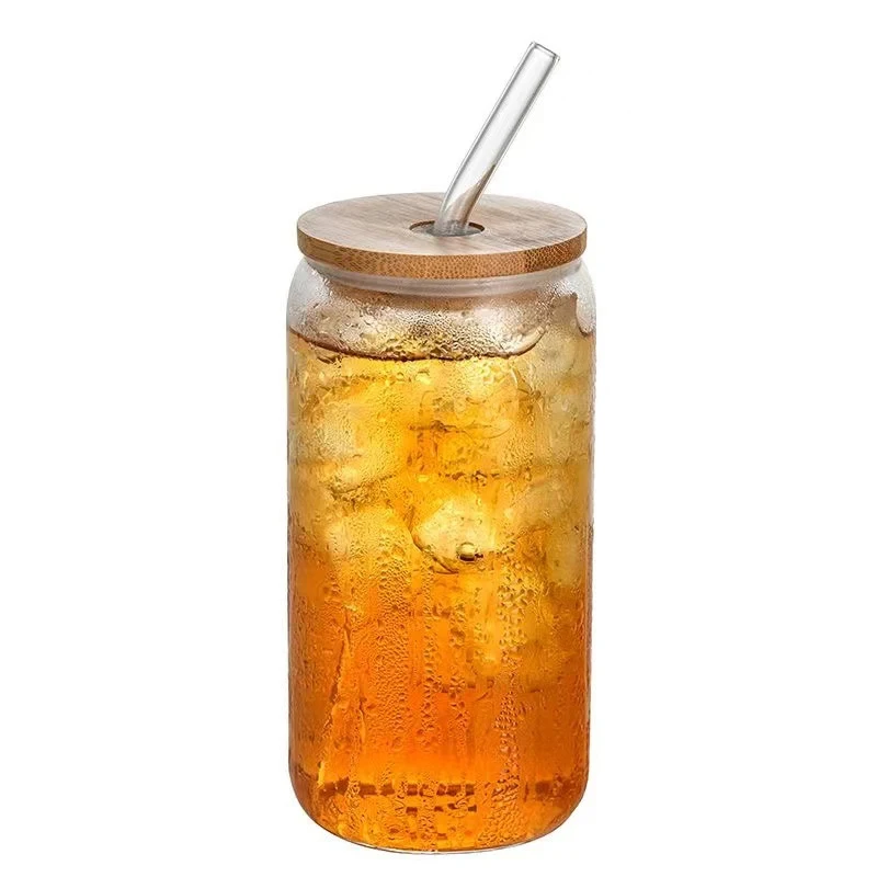 custom Nordic Creative Cola Glass  Milk Fruit Juice Beer Bottle Custom Logo Drinking Cup Can Shaped Glass