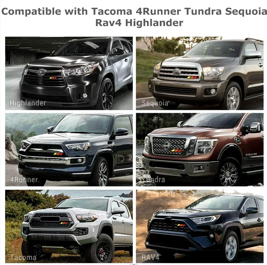 Custom Car Exterior Accessories Body Decoration Tri-color Front Grille Grill Badge Emblem For Tacoma TRD 4Runner Tundra 2018-19