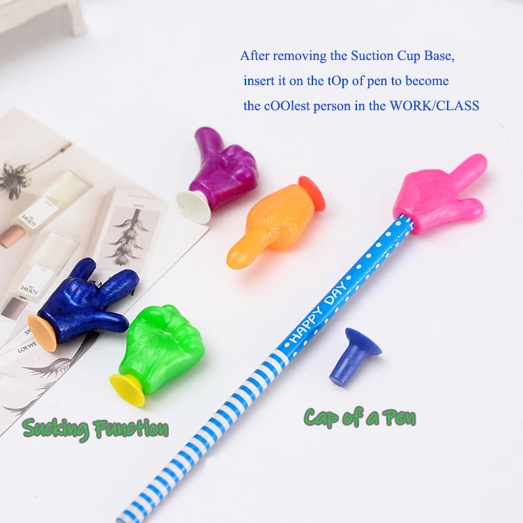 Лидер продаж 2021, самый дешевый на Amazon мини-Забавный жест в форме пальца, Мультяшные фигурки, присоска, верхняя часть ручки для детей