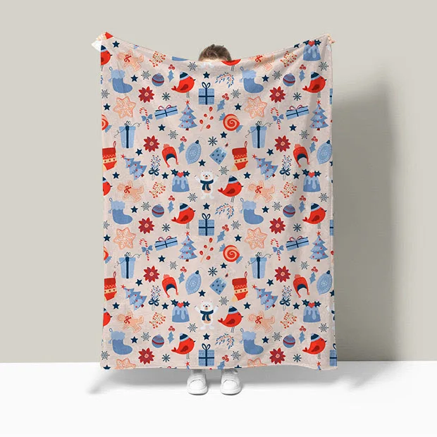Hot Sale Custom Holiday Christmas Single Sided  Printed Flannel Blanket For Christmas In Winter