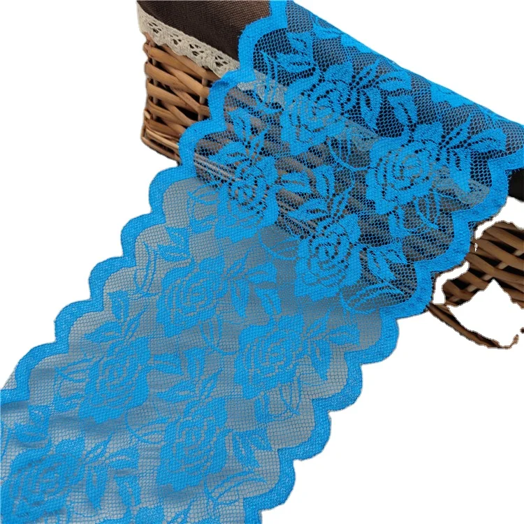 Clothes garment accessories stretch 18mm wide or customized width lace trim elastic 3D clothing fabric stretch lace