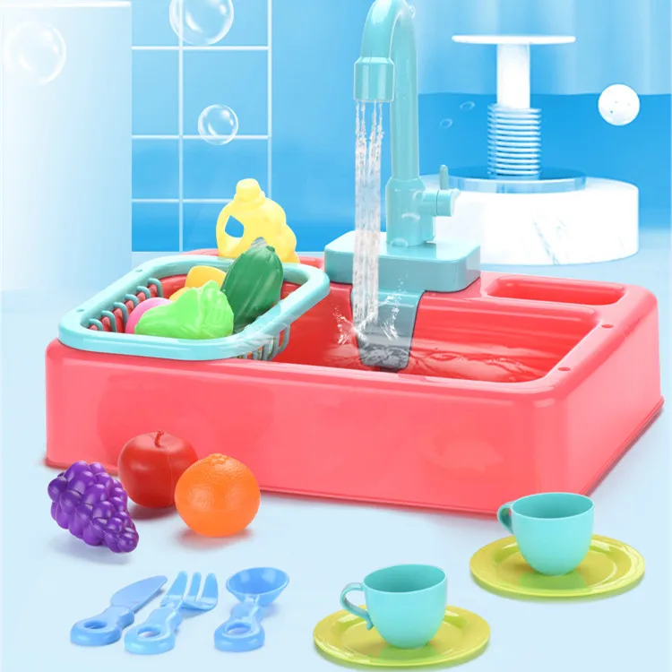 Kids educational pretend play dishwasher circulating water kitchen toy sink toys
