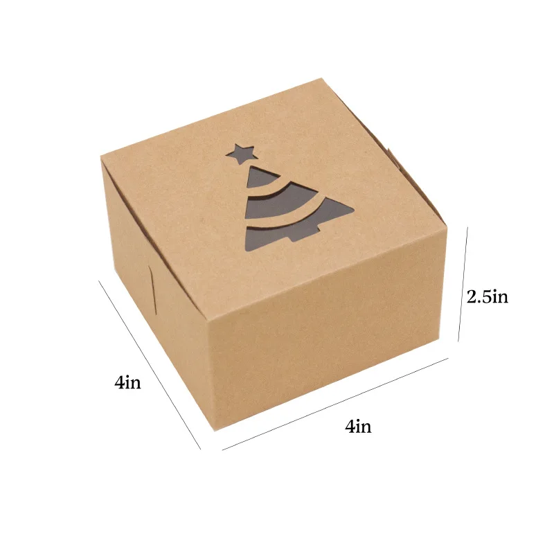 Wholesale Kraft Paper Cupcake Box Clear Window Kraft Paper Cookie Candy Boxes Sweet Packaging Box